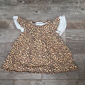 Leopard Print Kids Dress with Lace Sleeves